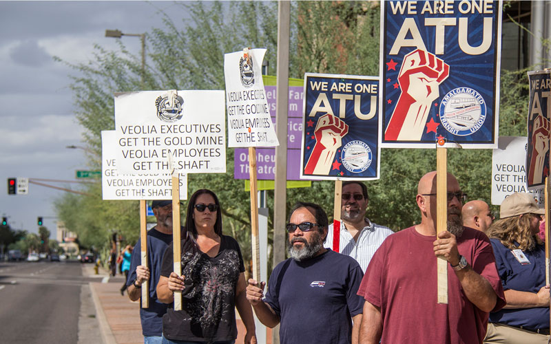 Transit workers protesting