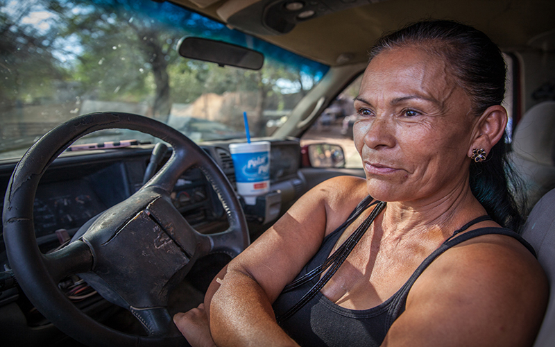 woman in car