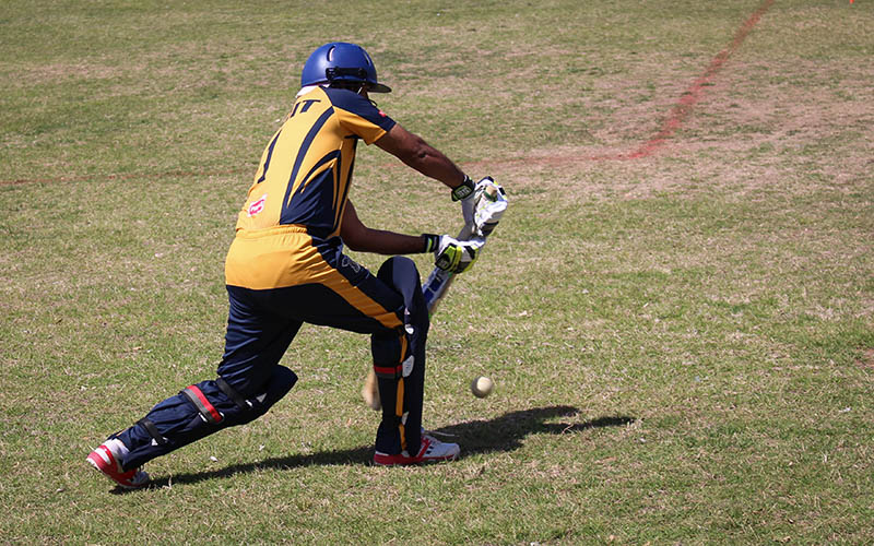 Arizona Falcons batsman Varun Ranganat playing cricket