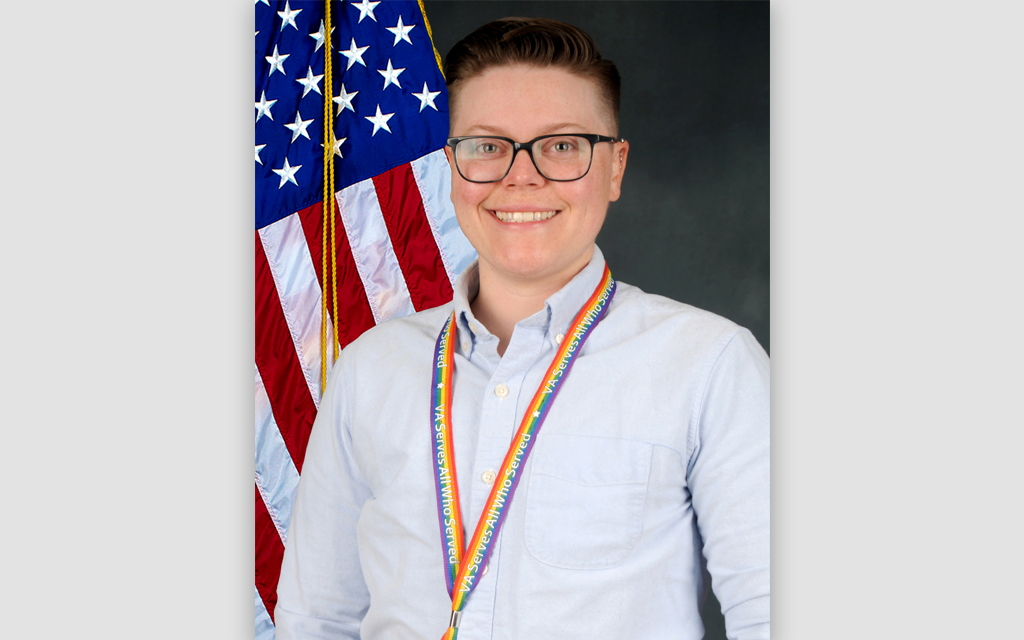 Ash Senter is the LGBTQ+ care coordinator at Phoenix’s Carl T. Hayden Veterans' Administration Medical Center. Senter, who is transgender and nonbinary, is a former Air Force reservist and a health psychologist who started as the Phoenix coordinator in January – and they’re excited about the changes they’ve seen. “Visibility matters,” Senter says. (Photo courtesy of Public Affairs Office/Phoenix VA)
