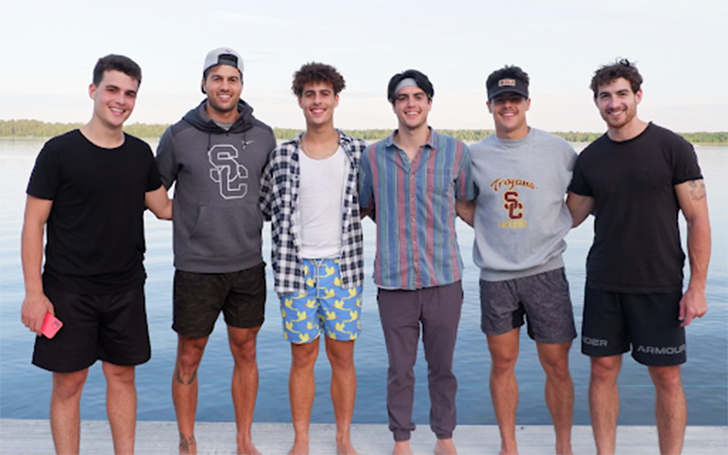 The six Koumontzis brothers share a close bond through their early hockey roots. ASU men's ice hockey standout Demetrios Koumontzis, second from the right, has put his competitive streak on display in his final season. (Photo courtesy of Angela Koumontzis)