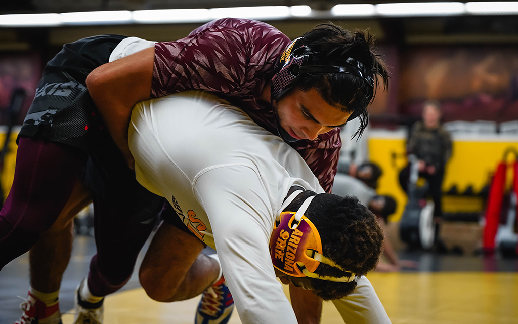 ASU wrestler Brandon Courtney trained with elite talent at a young age as a member of the Sunkist Kids Wrestling Club. "It keeps you motivated to stay wrestling," the redshirt senior said. (Photo courtesy of ASU Athletics)