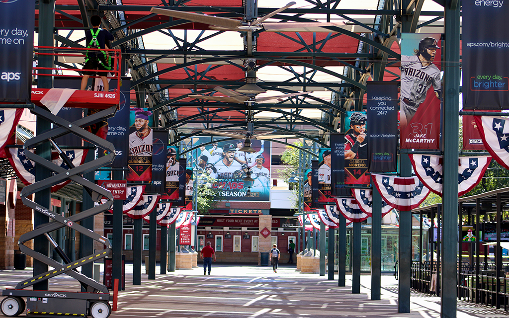 Walkway to ticket will call outside of Chase Field.