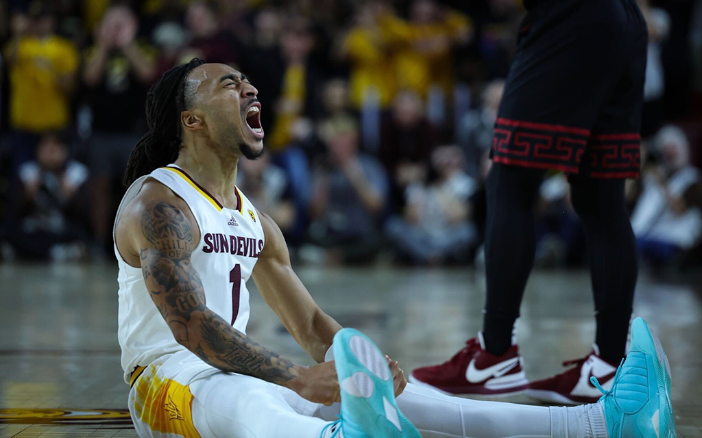 ASU guard Frankie Collins brings intensity on offense and defense to help position the Sun Devils for the No. 1 seed in Pac-12 play. (Photo by Bennett Silvyn/Cronkite News)