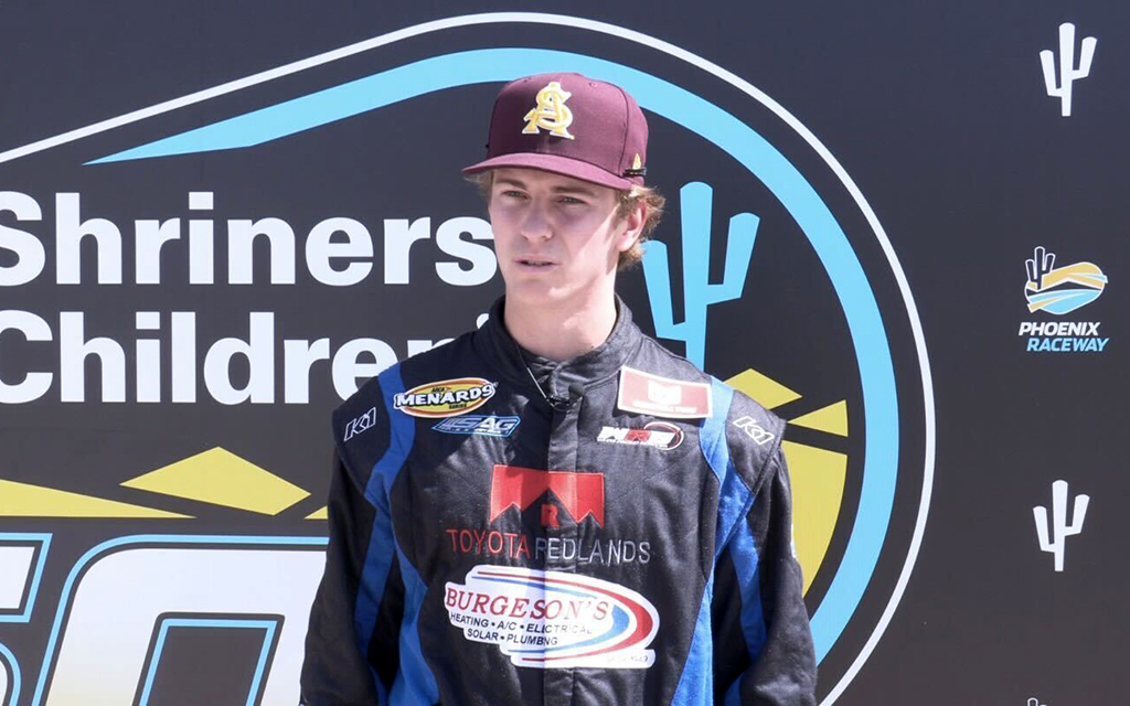 Cody Kiemele anxiously awaits his turn on the track at Phoenix Raceway, where the future ASU baseball commit pursues his passion for racing. (Photo by Dorian Zavala/Cronkite News)