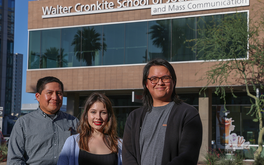 Cronkite News and Howard Center reporters, from left, Christopher Lomahquahu, Aspen Ford and Chad Bradley reported on the Native American Graves Protection and Repatriation Act and wrote about the experience as Indigenous journalists. (Photo by Aspen Ford/Cronkite News and the Howard Center for Investigative Journalism at ASU)