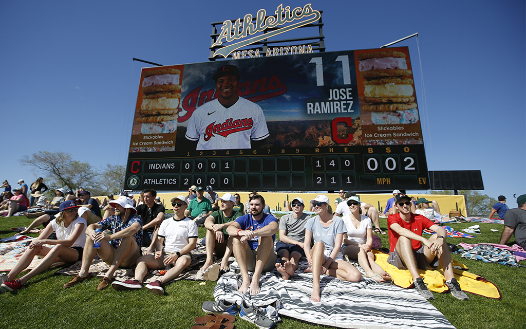 Fan gather at Hohokam Stadium