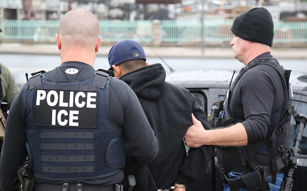 ICE agents arrest a man when they were targeting gang members.